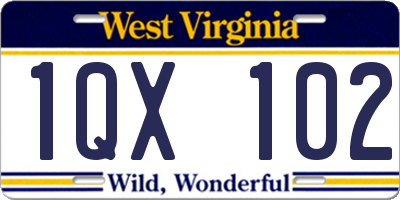 WV license plate 1QX102