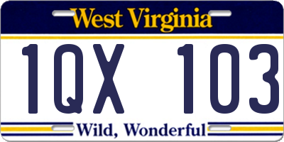 WV license plate 1QX103