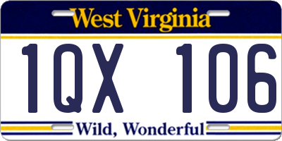 WV license plate 1QX106