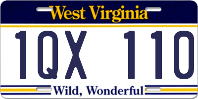 WV license plate 1QX110