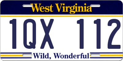 WV license plate 1QX112
