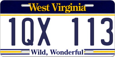 WV license plate 1QX113