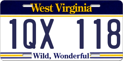 WV license plate 1QX118