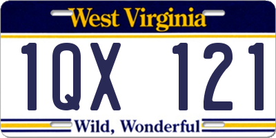 WV license plate 1QX121
