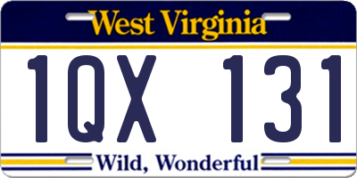 WV license plate 1QX131