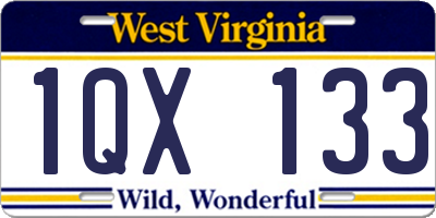 WV license plate 1QX133