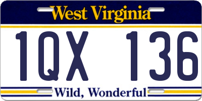 WV license plate 1QX136