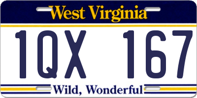 WV license plate 1QX167