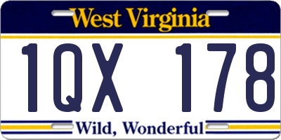 WV license plate 1QX178