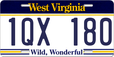 WV license plate 1QX180