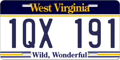WV license plate 1QX191