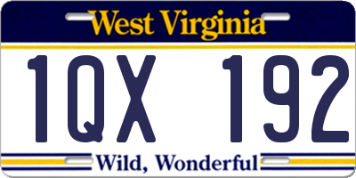 WV license plate 1QX192