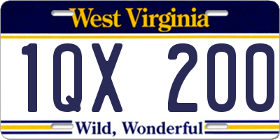 WV license plate 1QX200