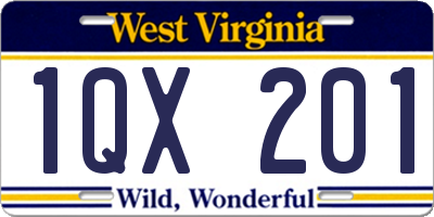 WV license plate 1QX201