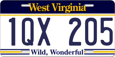 WV license plate 1QX205