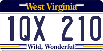 WV license plate 1QX210