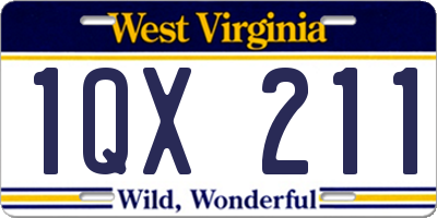 WV license plate 1QX211