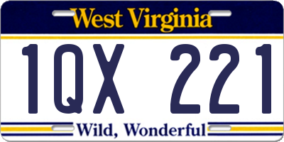 WV license plate 1QX221