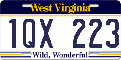 WV license plate 1QX223