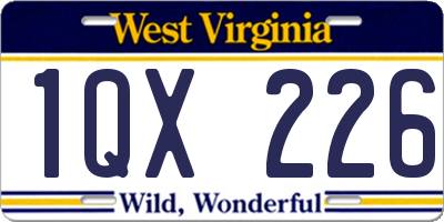 WV license plate 1QX226