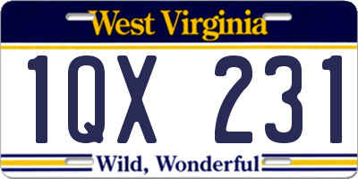 WV license plate 1QX231