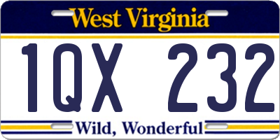 WV license plate 1QX232
