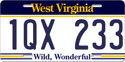 WV license plate 1QX233