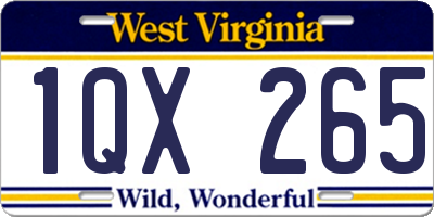 WV license plate 1QX265