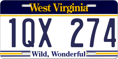 WV license plate 1QX274