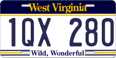 WV license plate 1QX280