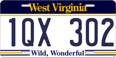 WV license plate 1QX302