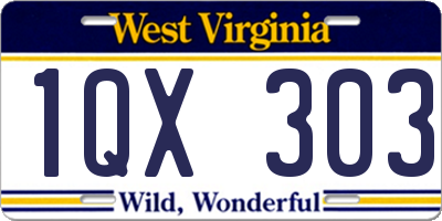 WV license plate 1QX303