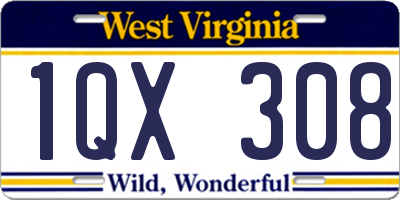 WV license plate 1QX308
