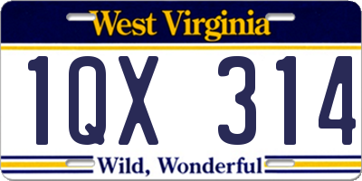 WV license plate 1QX314