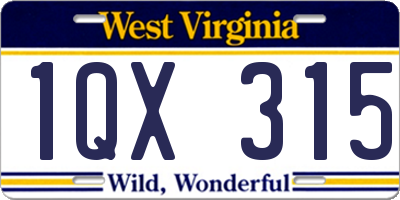 WV license plate 1QX315