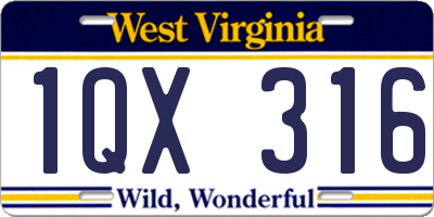 WV license plate 1QX316