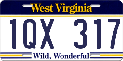 WV license plate 1QX317