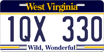 WV license plate 1QX330