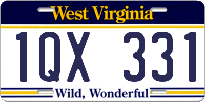 WV license plate 1QX331