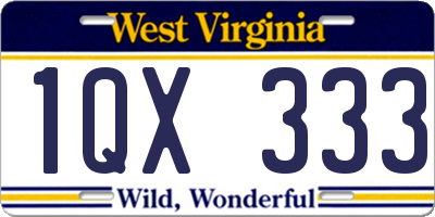 WV license plate 1QX333