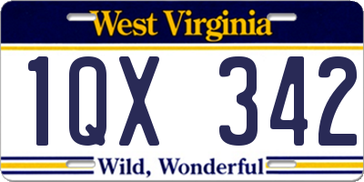 WV license plate 1QX342