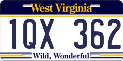 WV license plate 1QX362