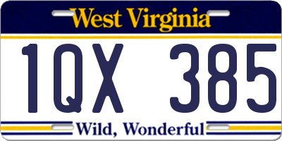 WV license plate 1QX385