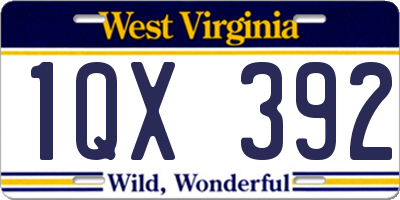 WV license plate 1QX392