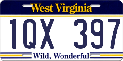 WV license plate 1QX397