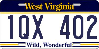 WV license plate 1QX402
