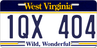 WV license plate 1QX404
