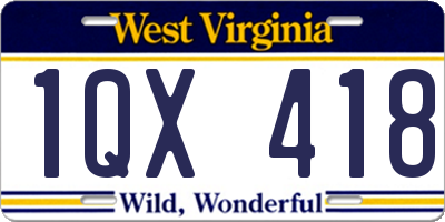 WV license plate 1QX418