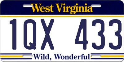 WV license plate 1QX433