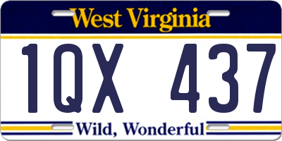 WV license plate 1QX437